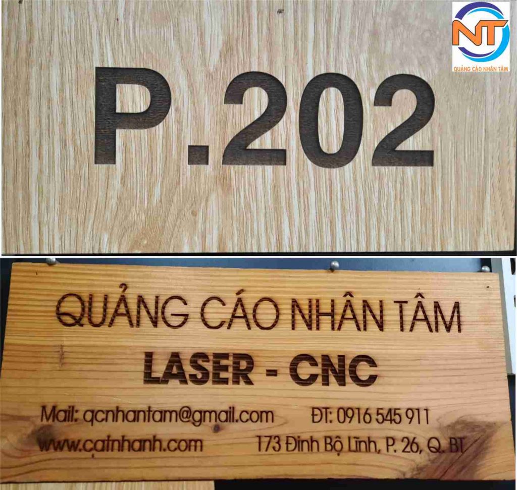 khắc laser bảng quảng cáo bằng gỗ